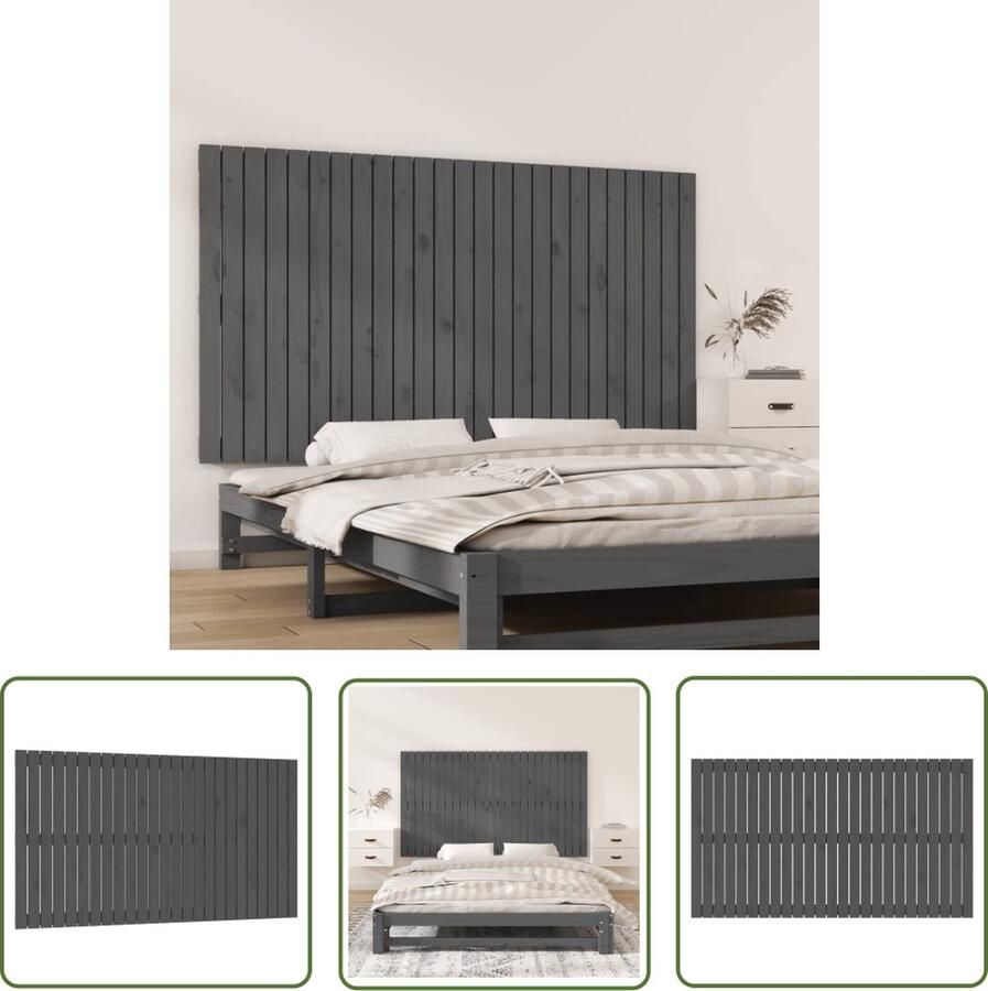 The Living Store Wandhoofdbord Grenenhout Grijs 159.5 x 3 x 90 cm Klassiek design Wandhoofdbord Hoofdbord Slaapkamer Decoratie Grenenhout Meubilair Vintage Interieur