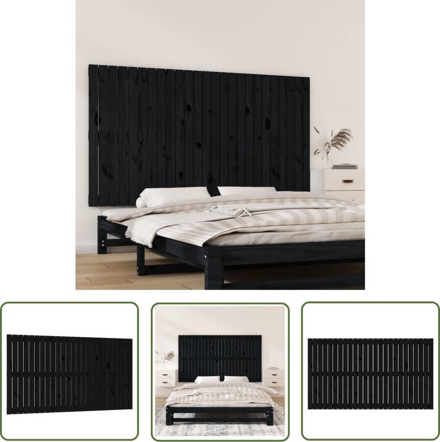 The Living Store Wandhoofdbord 159 5x3x90 cm massief grenenhout zwart Wandhoofdbord Hoofdbord Grenenhout Zwart Slaapkamerdecoratie