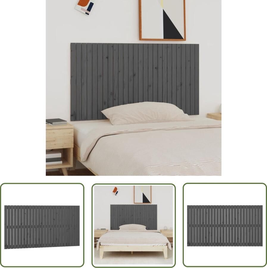 The Living Store Wandhoofdbord Massief Grenenhout Grijs 166 x 3 x 90 cm Klassiek design Wandhoofdbord Hoofdbord Slaapkamer Decoratie Houtmeubilair Klassieke Design