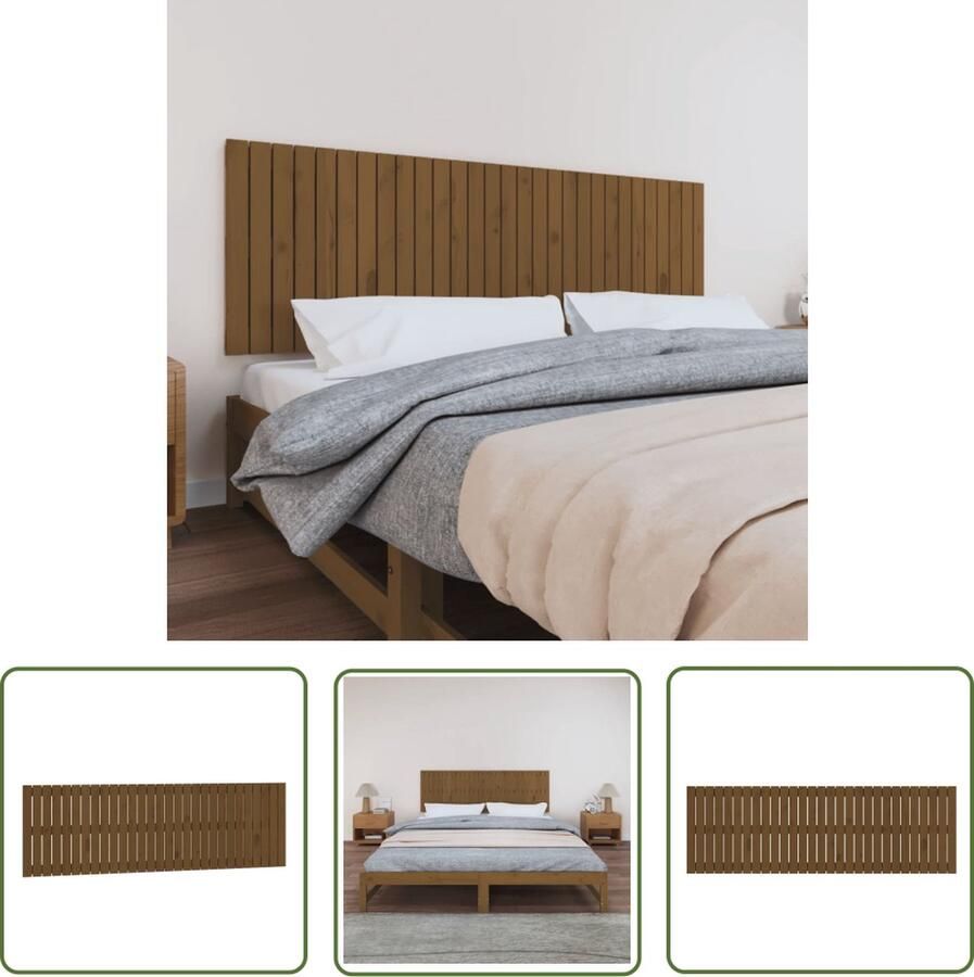 The Living Store Wandhoofdbord 185x3x60 cm massief grenenhout honingbruin Wandhoofdbord Hoofdbord Massief Grenenhout Honingbruin Slaapkamersdecoratie