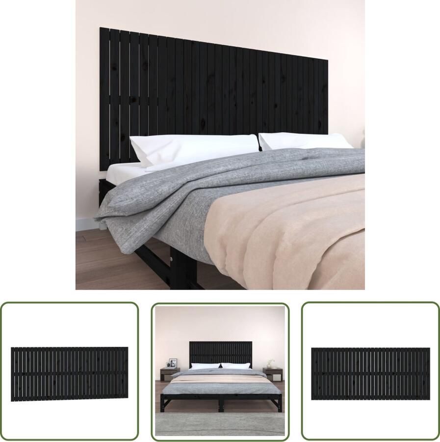 The Living Store Wandhoofdbord Massief Grenenhout Zwart 204 x 3 x 90 cm Klassiek Design Wandhoofdbord Hoofdbord Klassieke Stijl Hout Grenenhout