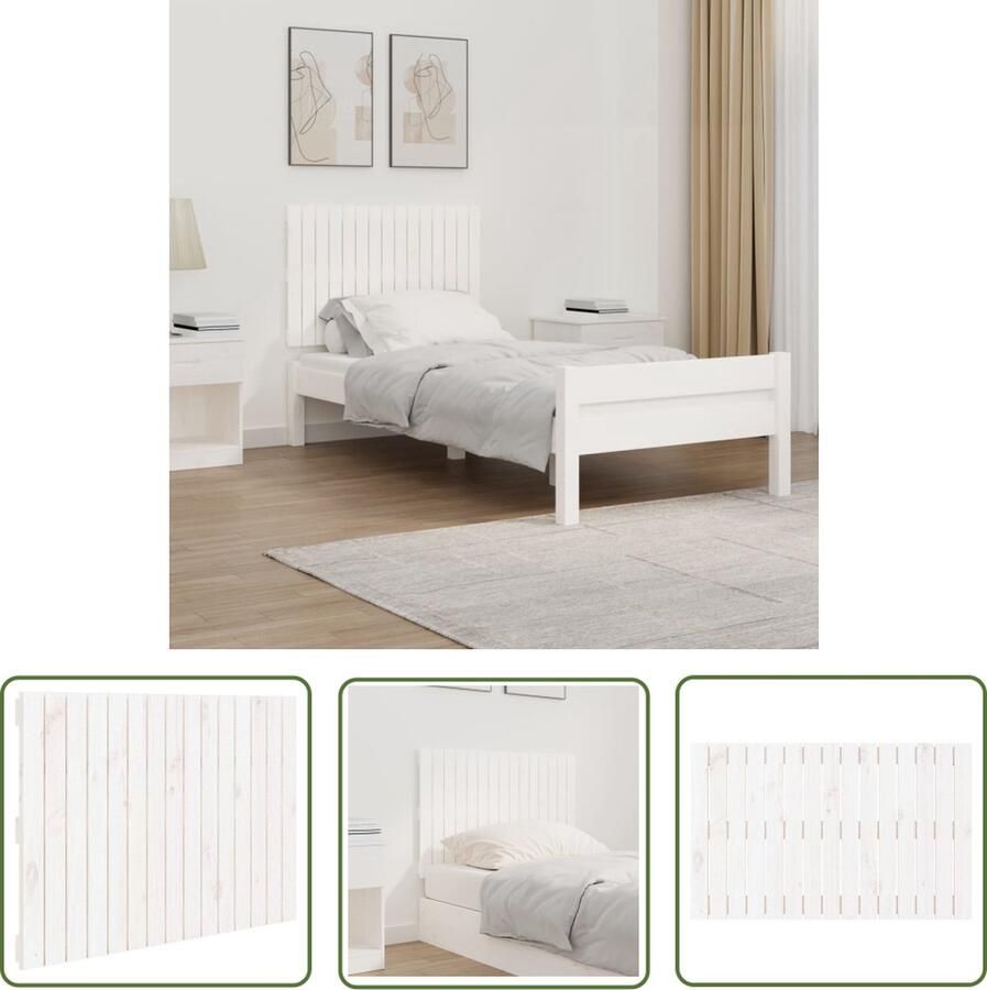 The Living Store Wandhoofdbord Classic Hout 95.5x3x60cm Wit Massief grenen Wandhoofdbord Hoofdbord Slaapkamer Decoratie Hout Meubilair Vintage Interieur