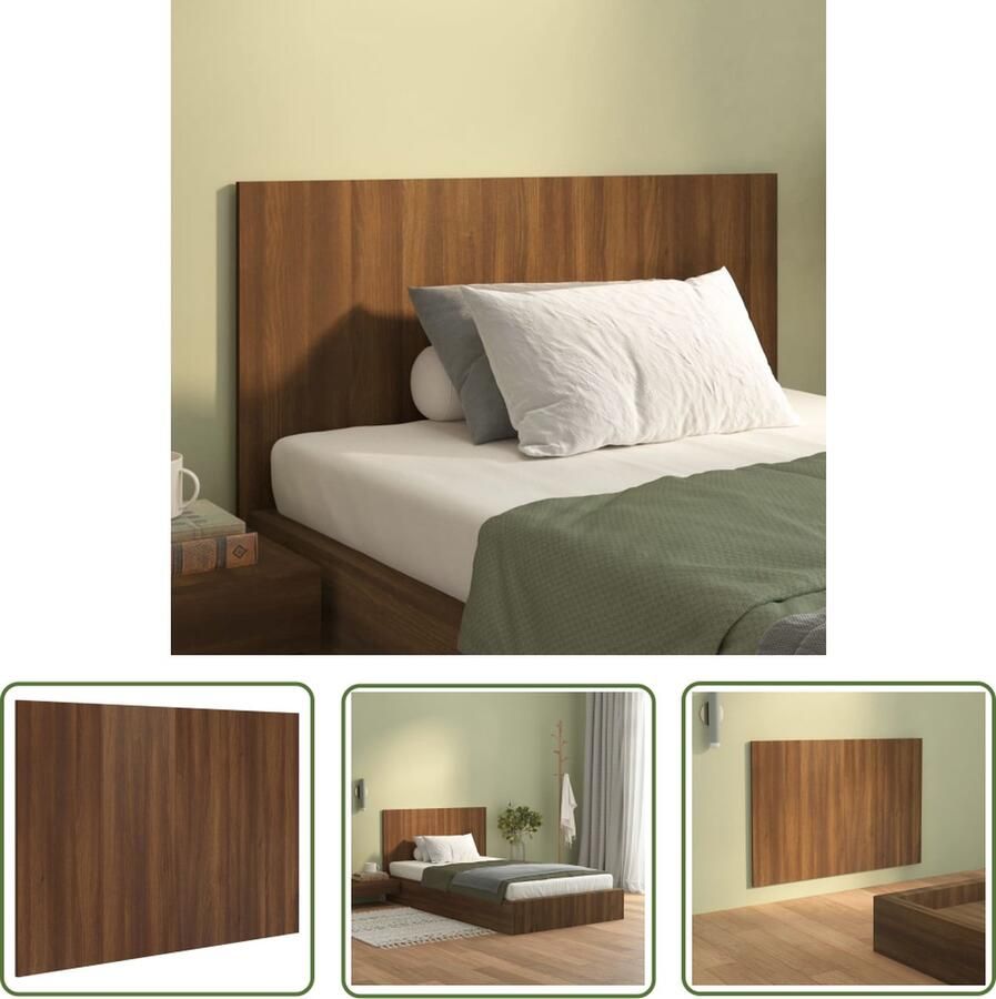 The Living Store Wandhoofdbord Bruineiken 120 x 1.5 x 80 cm Bewerkt hout Wandhoofdbord Hoofdbord Bruineiken Bewerkt Hout Houten Hoofdbord