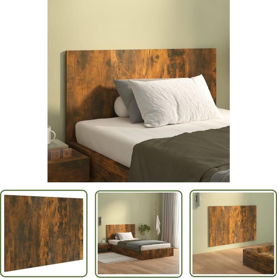 The Living Store Wandhoofdbord Gerookt Eiken 120 x 1.5 x 80 cm Montage vereist Wandhoofdbord Hoofdbord Beddecoratie Houten Hoofdbord Bruine Hoofdbord