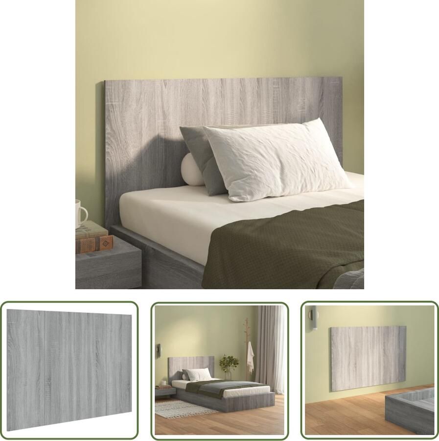 The Living Store Wandhoofdbord Grijs Sonoma Eiken 120 x 1.5 x 80 cm Klassiek design Wandhoofdbord Hoofdbord Hoofdeinde Bedroom Decor Houten Hoofdbord