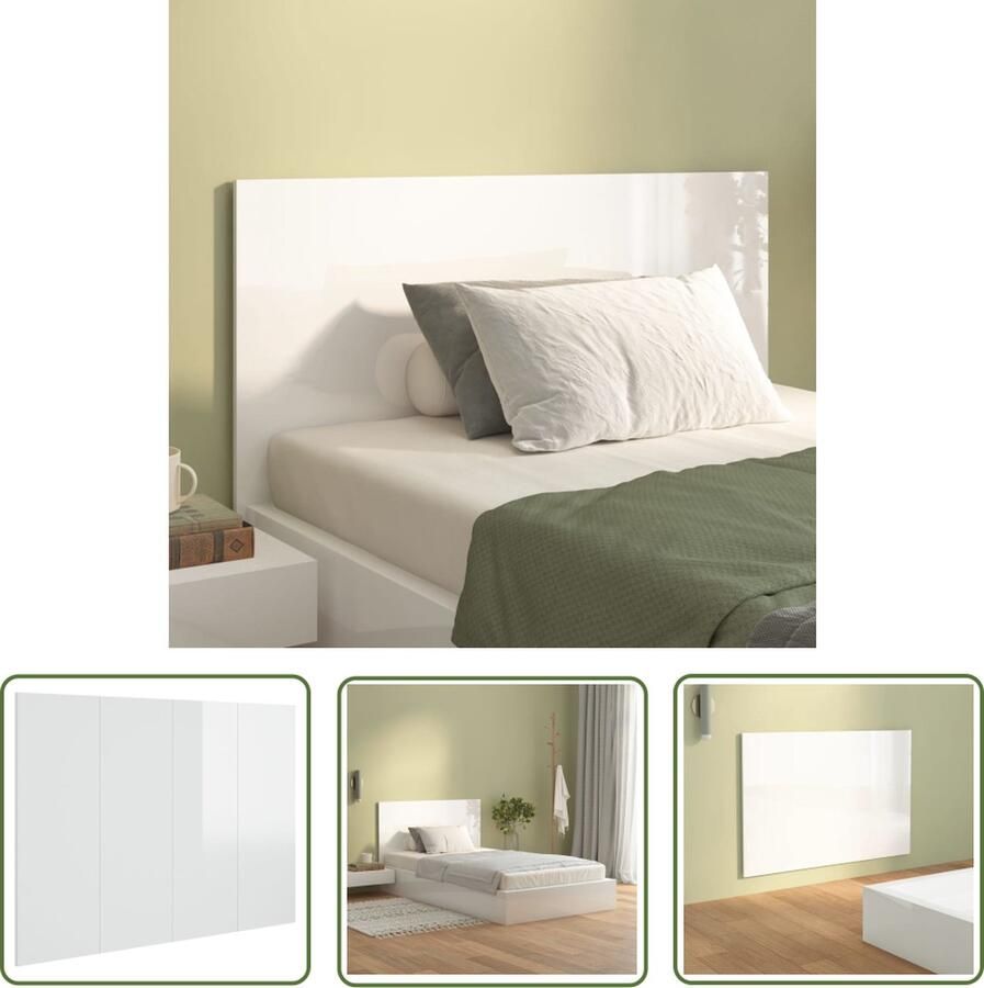 The Living Store Wandhoofdbord Hoogglans wit 120 x 1.5 x 80 cm Bewerkt hout Wandhoofdbord Hoofdbord Beddecoratie Slaapkamervloerisolatie Houten Hoofdbord