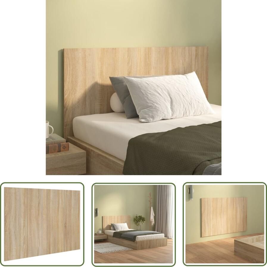 The Living Store Wandhoofdbord Sonoma eiken 120 x 1.5 x 80 cm Bewerkt hout Wandhoofdbord Hoofdbord Beddecoratie Houten Hoofdbord Sonomaeiken
