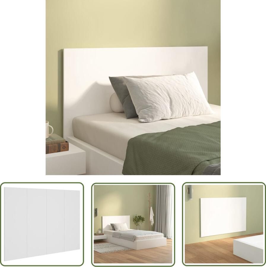 The Living Store Wandhoofdbord Klassiek Wit 120 x 1.5 x 80 cm Bewerkt hout Wandhoofdbord Hoofdbord Klassieke Hoofdbord Houten Hoofdbord Wit Hoofdbord