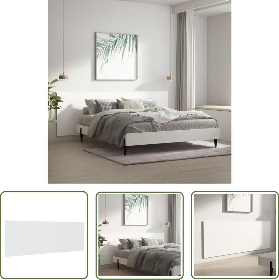 The Living Store Wandhoofdbord Classic Wit 240 x 1.5 x 80 cm Bewerkt hout Wandhoofdbord Hoofdbord Houten Hoofdbord Wit Hoofdbord Classic Hoofdbord