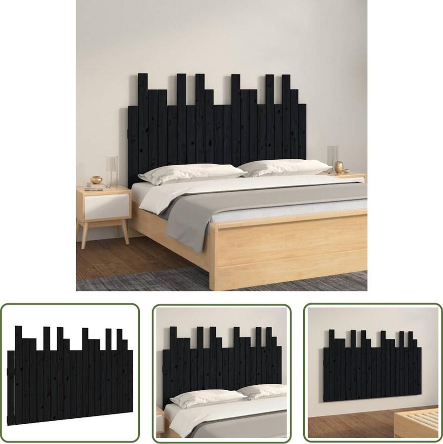 The Living Store Wandhoofdbord Houten Decoratie 127.5 x 3 x 80 cm Zwart Grenenhout Wandhoofdbord Hoofdbord Houten Hoofdbord Decoratief Hoofdbord Slaapkamervloerdecoratie
