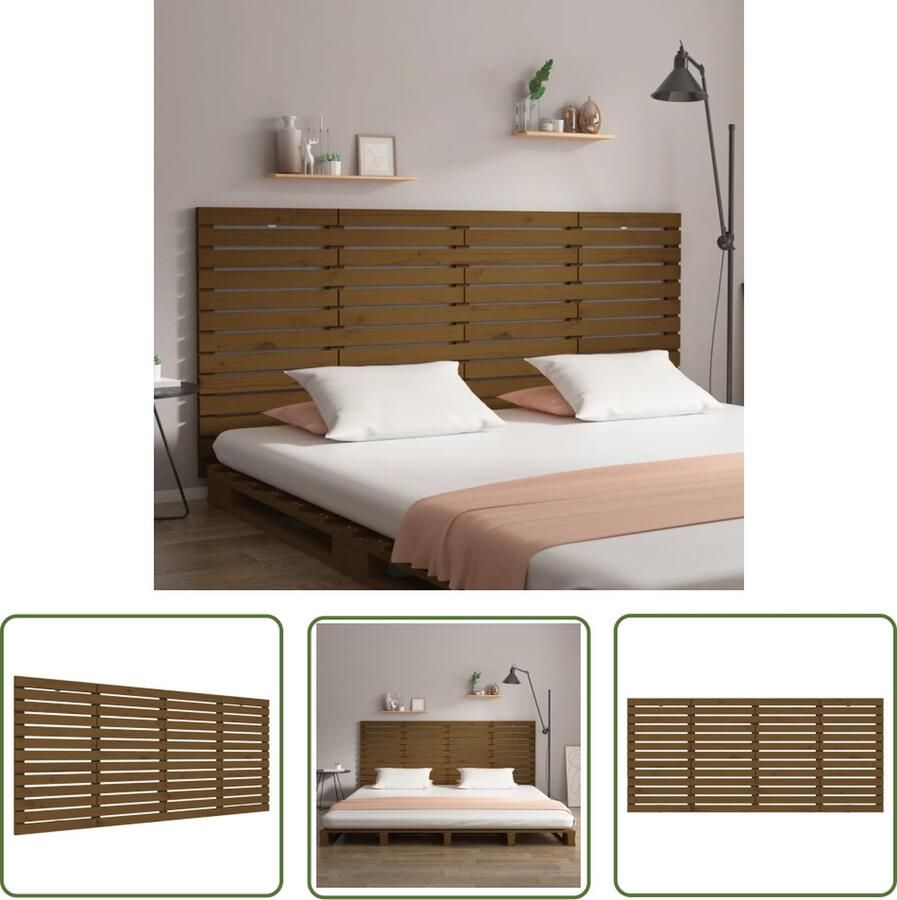 The Living Store Wandhoofdbord Massief Grenenhout 156 x 3 x 91.5 cm Honingbruin Wandhoofdbord Hoofdbord Grenenhout Hout Honingbruin
