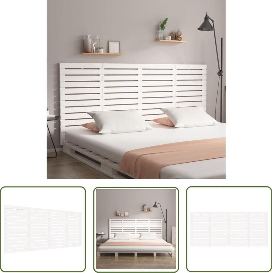 The Living Store Hoofdbord wandmontage 166x3x91 5 cm massief grenenhout wit Wandhoofdbord Hoofdbord Headboard Slaapkamer Decoratie Hout Meubilair