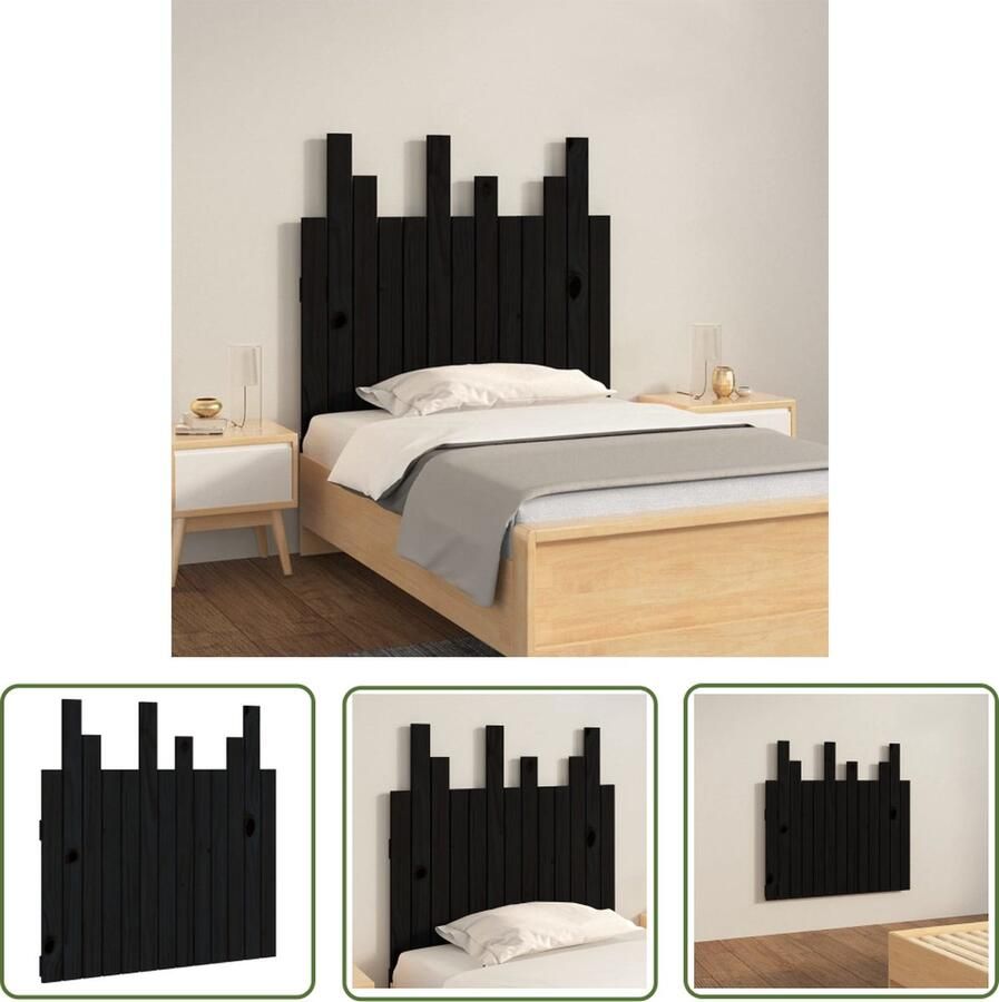 The Living Store Houten wandhoofdbord Massief grenenhout 82.5 x 3 x 80 cm Uniek ontwerp Wandmontage Wandlamp Hoofdbord Slaapkamer Decoratie Houten Hoofdbord Minimalistisch Hoofdbord