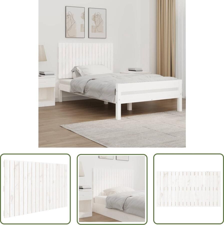 The Living Store Wandhoofdbord Grenenhout Wit 108 x 3 x 60 cm Klassiek design Wandlamp Hoofdbord Slaapkamer Decoratie Vintage Meubels Modern Headboard