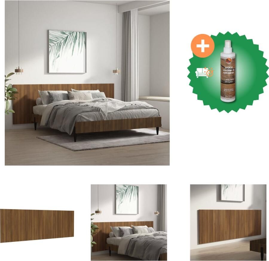 VidaXL Hoofdbord wandmodel 240x1-5x80 cm bewerkt hout bruineikenkleur Bedonderdeel Inclusief Houtreiniger en verfrisser