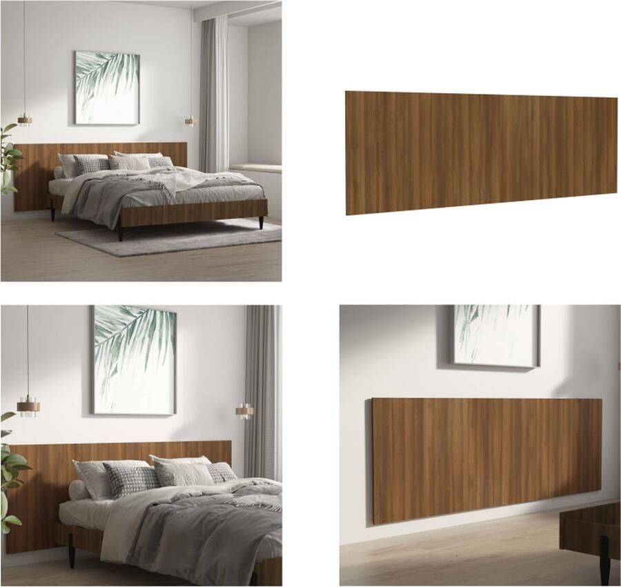 VidaXL Hoofdbord wandmodel 240x1 5x80 cm bewerkt hout bruin eikenkleur Wandhoofdbord Wandhoofdborden Hoofdbord Wandhoofdeinde