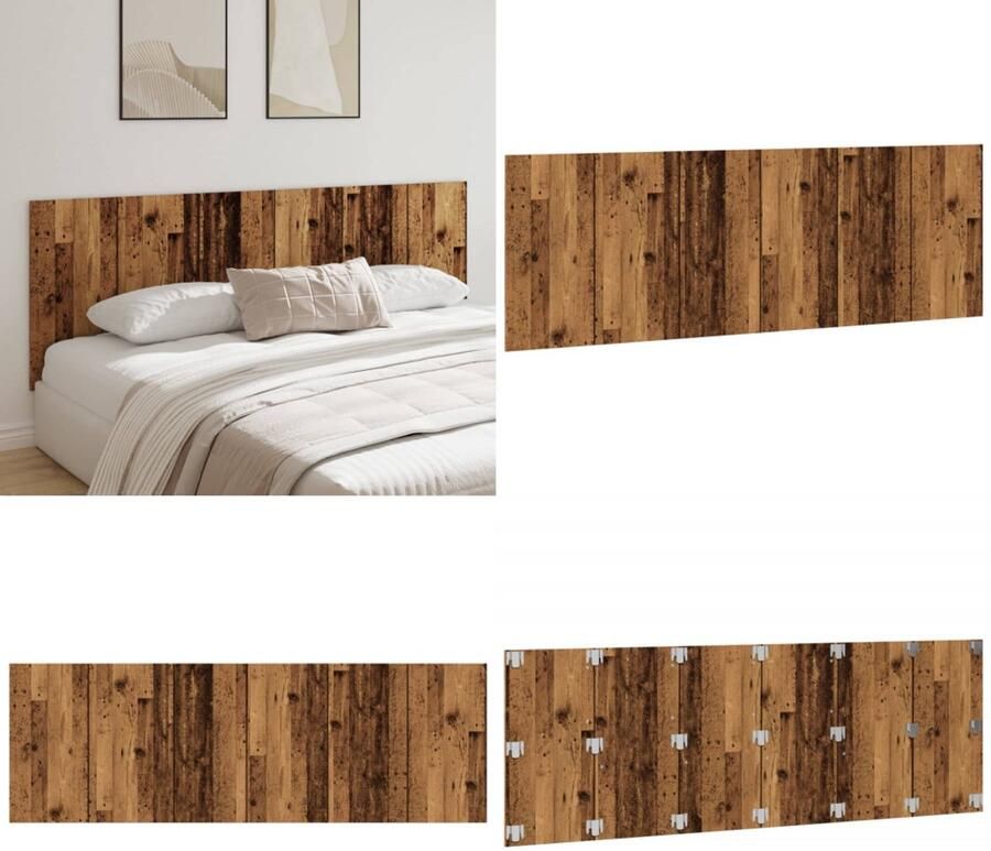 VidaXL Hoofdbord wandmodel 240x1 5x80 cm bewerkt hout oud houtkleurig Wandhoofdbord Wandhoofdborden Hoofdbord Wandhoofdeinde