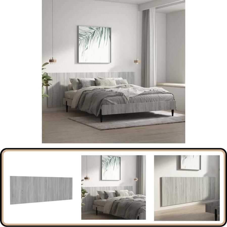 VidaXL Hoofdbord Wandmodel 240x1 5x80 cm Grijs Eiken Wandhoofdbord Hoofdbord Slaapkamer Decoratie Houten Hoofdbord Grijze Hoofdbord Modern Hoofdbord Minimalistisch Hoofdbord