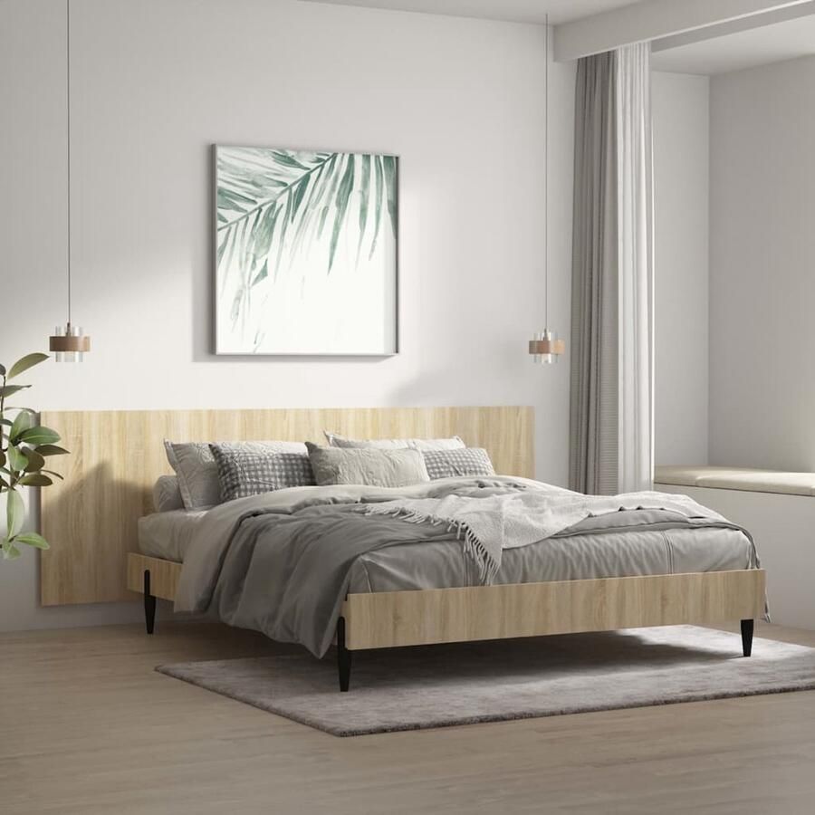 VidaXL Hoofdbord Wandmodel 240x1 5x80 cm Sonoma Eiken Wandhoofdbord Hoofdbord Slaapkamer Decoratie Houten Hoofdbord Klassieke Stijl Sonoma Eiken Bruine Meubels Bedroom Furniture Headboard Wall Mounted - Foto 2