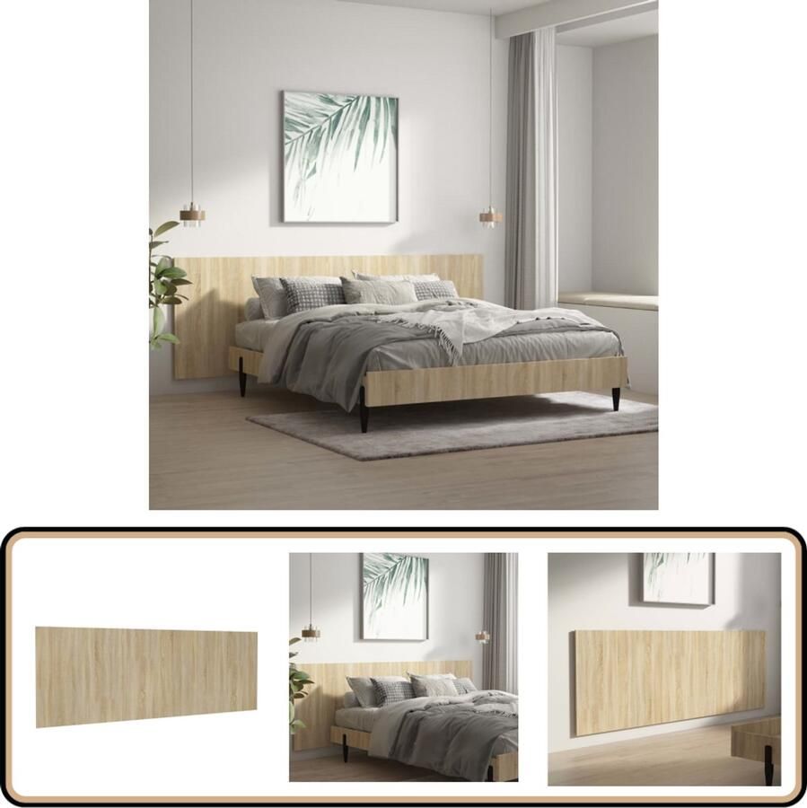 VidaXL Hoofdbord Wandmodel 240x1 5x80 cm Sonoma Eiken Wandhoofdbord Hoofdbord Slaapkamer Decoratie Houten Hoofdbord Klassieke Stijl Sonoma Eiken Bruine Meubels Bedroom Furniture Headboard Wall Mounted