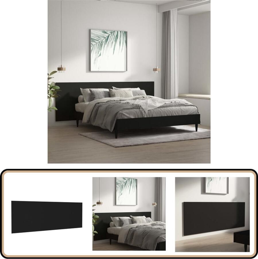 VidaXL Hoofdbord Wandmodel 240x1 5x80 cm Zwart Hout Wanddecoratie Hoofdbord Slaapkamer Decoratie Houten Hoofdbord Modern Hoofdbord Klassieke Hoofdbord Zwarte Hoofdbord Wandmontering