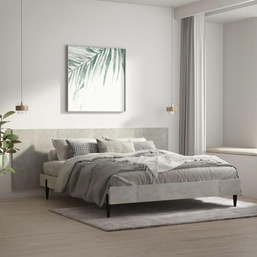 VidaXL Hoofdbord Wandmodel 240x80 cm Betongrijs Wanddecoratie Hoofdbord Houten Hoofdbord Betonnen Hoofdbord Klassieke Hoofdbord Slaapkamervloerisolator Kamer Decoratie Bedroom Furniture Headboard Wall Mounted - Foto 3