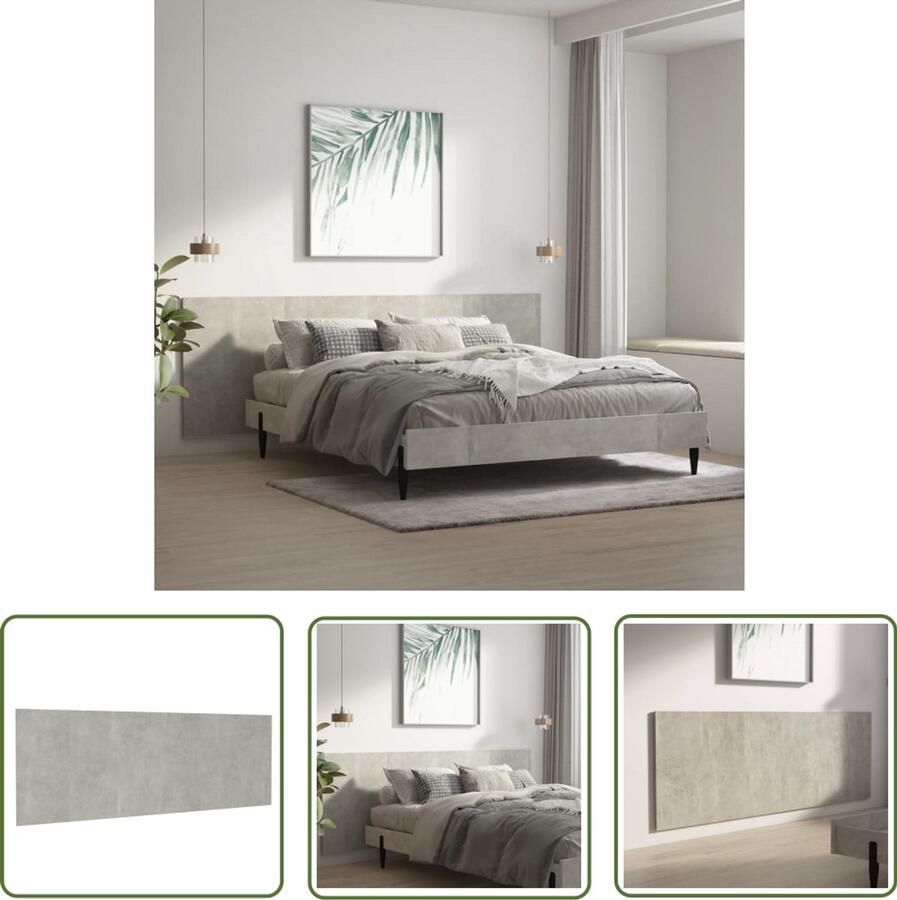 VidaXL Hoofdbord Wandmodel 240x80 cm Betongrijs Wanddecoratie Hoofdbord Houten Hoofdbord Betonnen Hoofdbord Klassieke Hoofdbord Slaapkamervloerisolator Kamer Decoratie Bedroom Furniture Headboard Wall Mounted - Foto 2