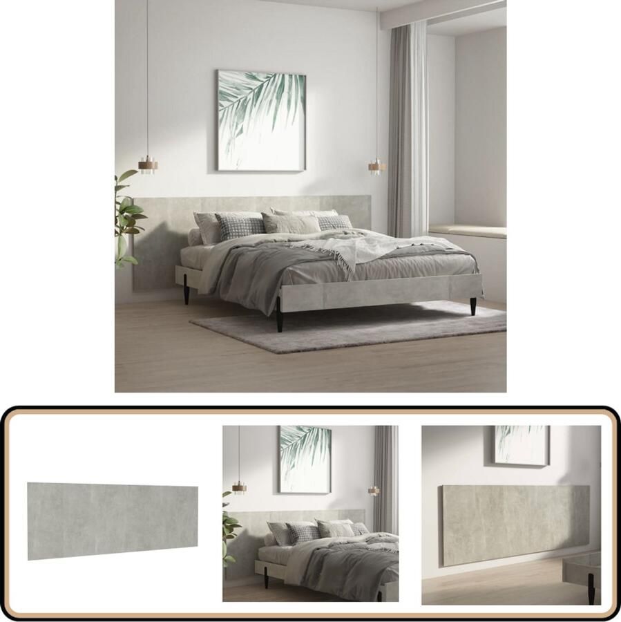 VidaXL Hoofdbord Wandmodel 240x80 cm Betongrijs Wanddecoratie Hoofdbord Houten Hoofdbord Betonnen Hoofdbord Klassieke Hoofdbord Slaapkamervloerisolator Kamer Decoratie Bedroom Furniture Headboard Wall Mounted