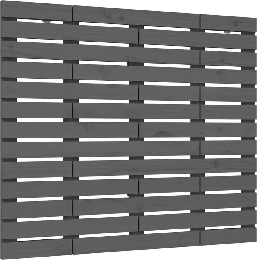 VidaXL Hoofdbord wandmontage 106x3x91 5 cm massief grenenhout grijs - Foto 2