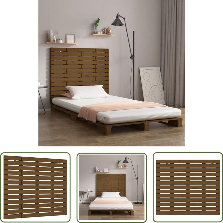 VidaXL Hoofdbord Grenenhout Honingbruin 81x91 5 cm Wandlamp Hoofd Bord Slaap Kamer Decoratie Bed Accessoires Grenenhout Meubels Klassieke Woondecor