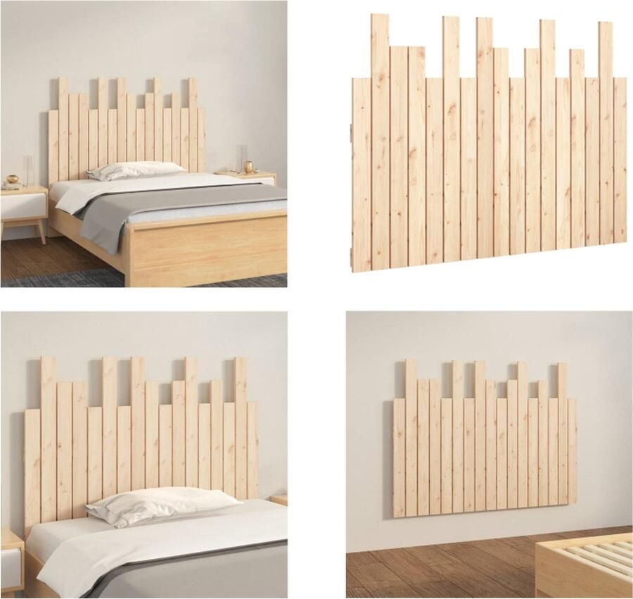 VidaXL Hoofdbord wandmontage 108x3x80 cm massief grenenhout Wandhoofdbord Wandhoofdborden Hoofdeinde Hoofdeindes