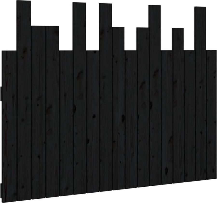 VidaXL Hoofdbord wandmontage 108x3x80 cm massief grenenhout zwart - Foto 2