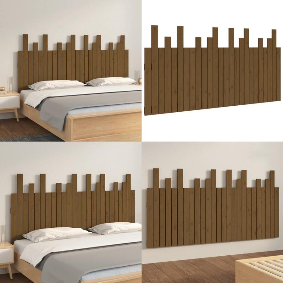 VidaXL Hoofdbord wandmontage 159 5x3x80 cm grenenhout honingbruin Wandhoofdbord Wandhoofdborden Hoofdeinde Hoofdeindes