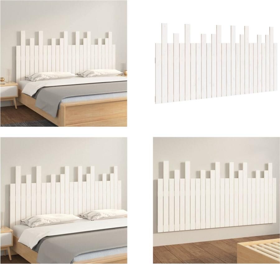 VidaXL Hoofdbord wandmontage 159-5x3x80 cm massief grenenhout wit Wandhoofdbord Wandhoofdborden Hoofdeinde Hoofdeindes