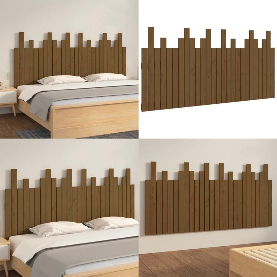 VidaXL Hoofdbord wandmontage 166x3x80 cm grenenhout honingbruin Wandhoofdbord Wandhoofdborden Hoofdeinde Hoofdeindes