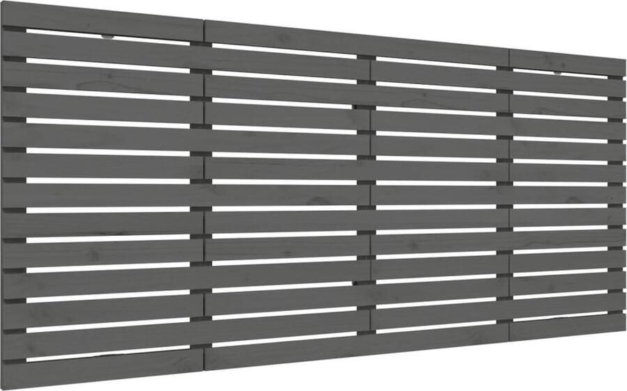 VidaXL Hoofdbord wandmontage 166x3x91 5 cm massief grenenhout grijs - Foto 2
