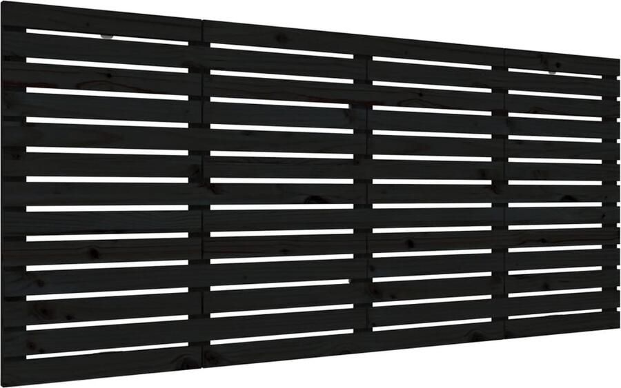 VidaXL Hoofdbord wandmontage 166x3x91 5 cm massief grenenhout zwart