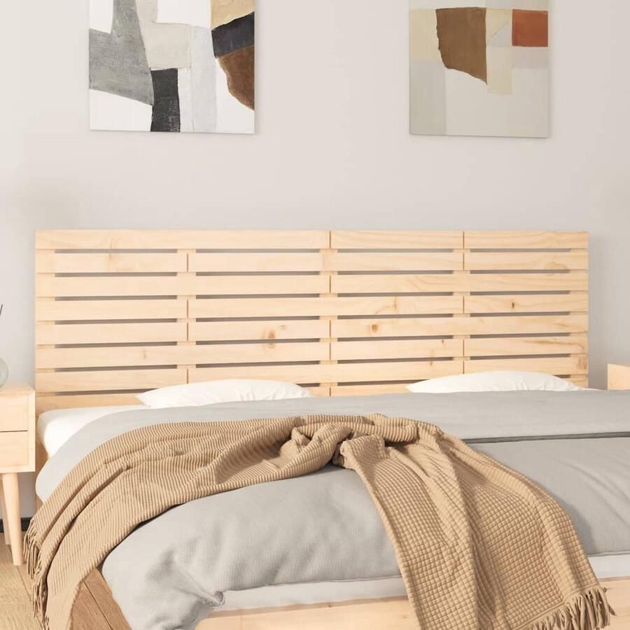 The Living Store Wandhoofdbord Bedaccessoires 186 x 3 x 63 cm Massief grenenhout Wandhoofdbord Hoofdbord Beddecoratie Slaapkamer Decoratie Grenenhout Meubels