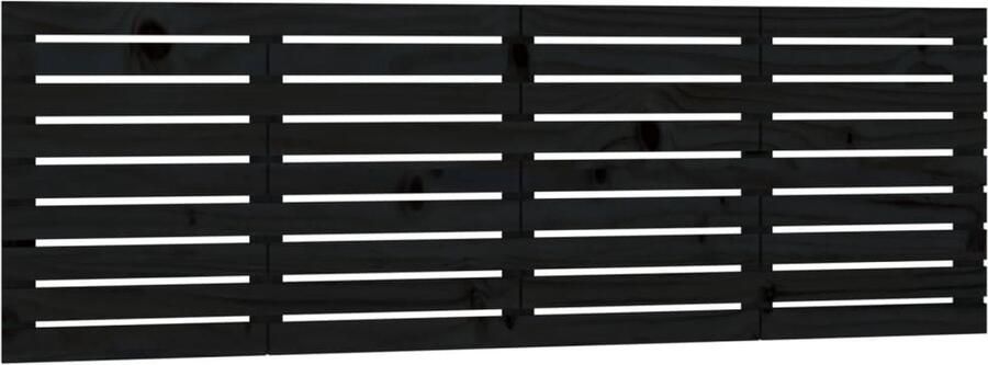 VidaXL Hoofdbord wandmontage 186x3x63 cm massief grenenhout zwart - Foto 2