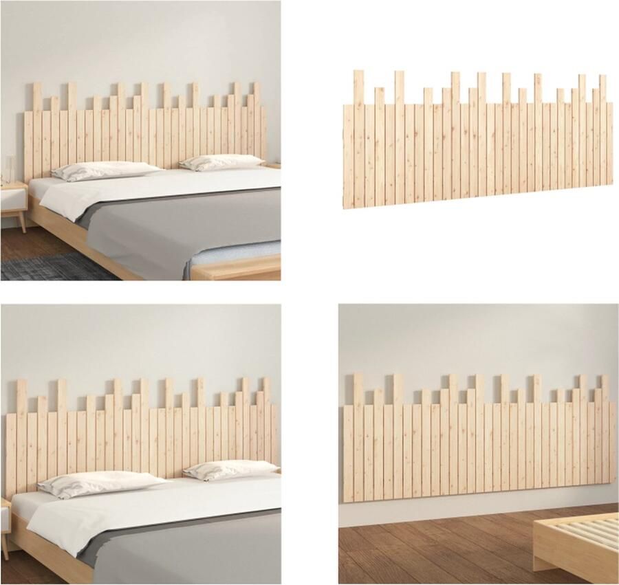 VidaXL Hoofdbord wandmontage 204x3x80 cm massief grenenhout Wandhoofdbord Wandhoofdborden Hoofdeinde Hoofdeindes