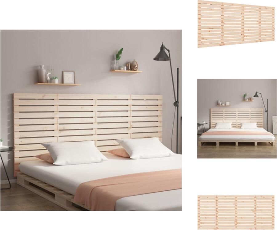 VidaXL Hoofdbord wandmontage 206x3x91 5 cm massief grenenhout