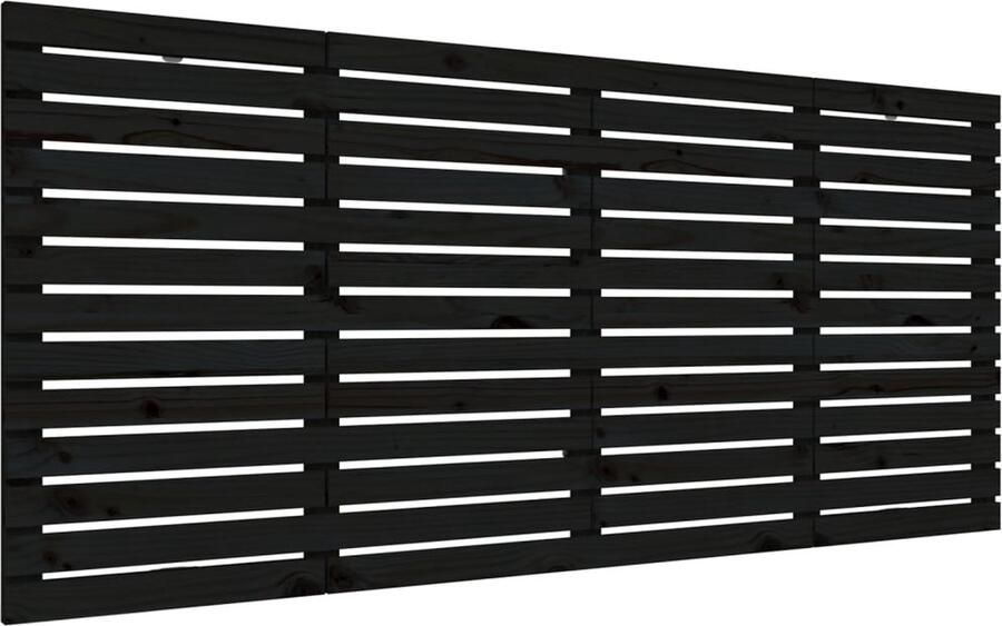 VidaXL Hoofdbord wandmontage 206x3x91 5 cm massief grenenhout zwart