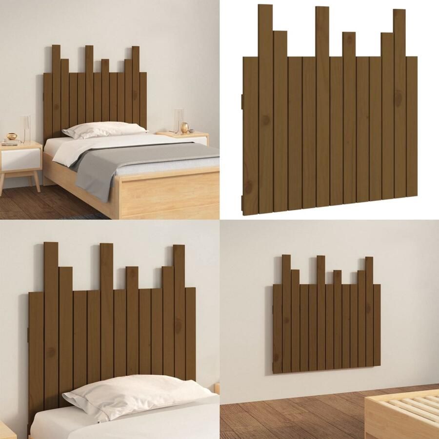 VidaXL Hoofdbord wandmontage 82 5x3x80 cm grenenhout honingbruin Wandhoofdbord Wandhoofdborden Hoofdeinde Hoofdeindes
