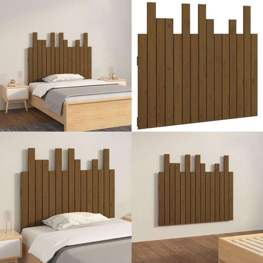 VidaXL Hoofdbord wandmontage 95 5x3x80 cm grenenhout honingbruin Wandhoofdbord Wandhoofdborden Hoofdeinde Hoofdeindes