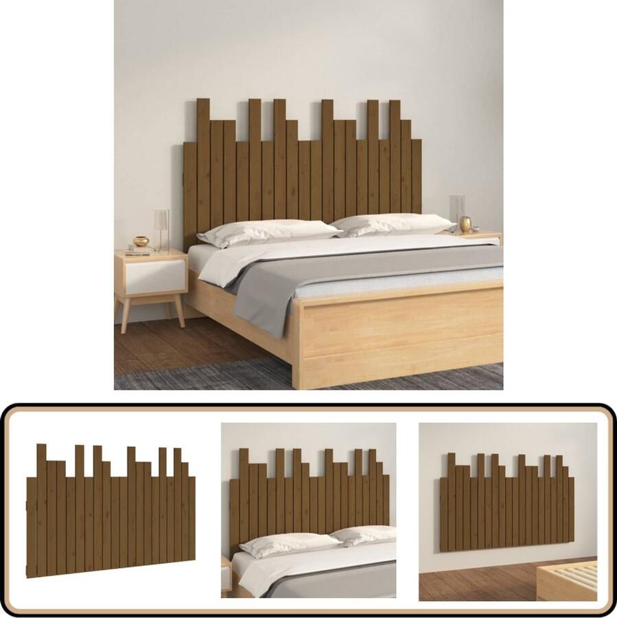 VidaXL Hoofdbord wandmontage 127 5x3x80 cm grenenhout honingbruin