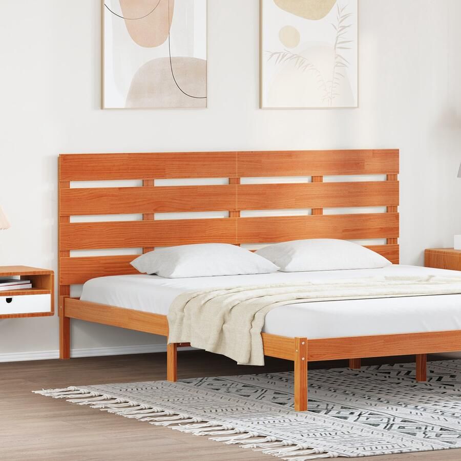 VidaXL Hoofdbord Wasbruin 200.5 x 3 x 80 cm Massief grenenhout