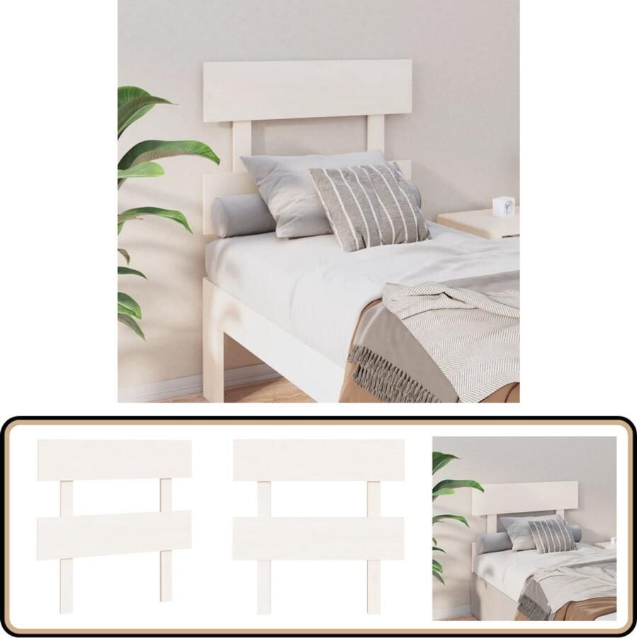 VidaXL Hoofdbord Wit 103 5x81 cm Grenenhout Houten Hoofdbord Hoofdeinde Beddecoratie Grenenhout Witte Hoofdbord Slaapkamervloerisolator Comfortabel Hoofdbord Modern Hoofdbord Stijlvol Hoofdbord
