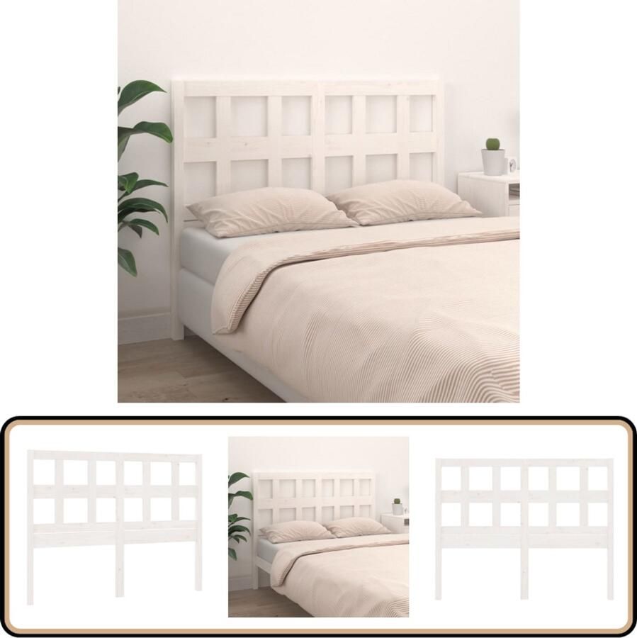 VidaXL Hoofdbord Massief Grenenhout Wit Houten Hoofdbord Kopen Massief Grenenhout Witte Hoofdbord Bedroom Decor Slaapkamer Accessoires - Foto 2
