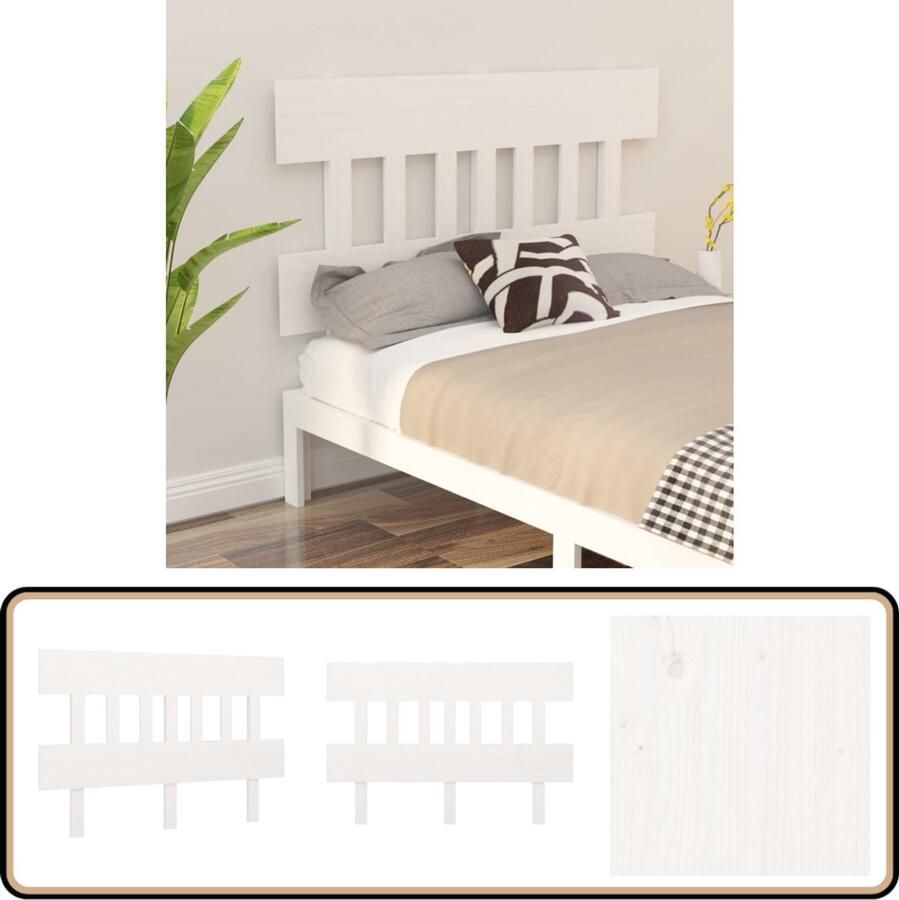 VidaXL Hoofdbord Wit Massief Grenenhout 203 5x81 cm Houten Hoofdbord Klassiek Hoofdeinde Hoofdboard Voor Bed Grenenhout Hoofdbord Witte Hoofdbord