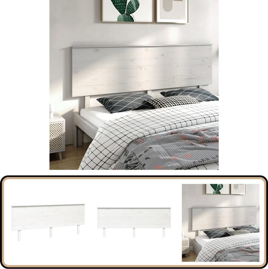 VidaXL Hoofdbord Wit Massief Grenenhout 204x82 5 cm Hoofdboard Hoofdenbord Beddecoratie Houten Hoofdbord Rustic Decor Vintage Stijl Slaapkamer Meubels Witte Hoofdbord Grenoble Hout